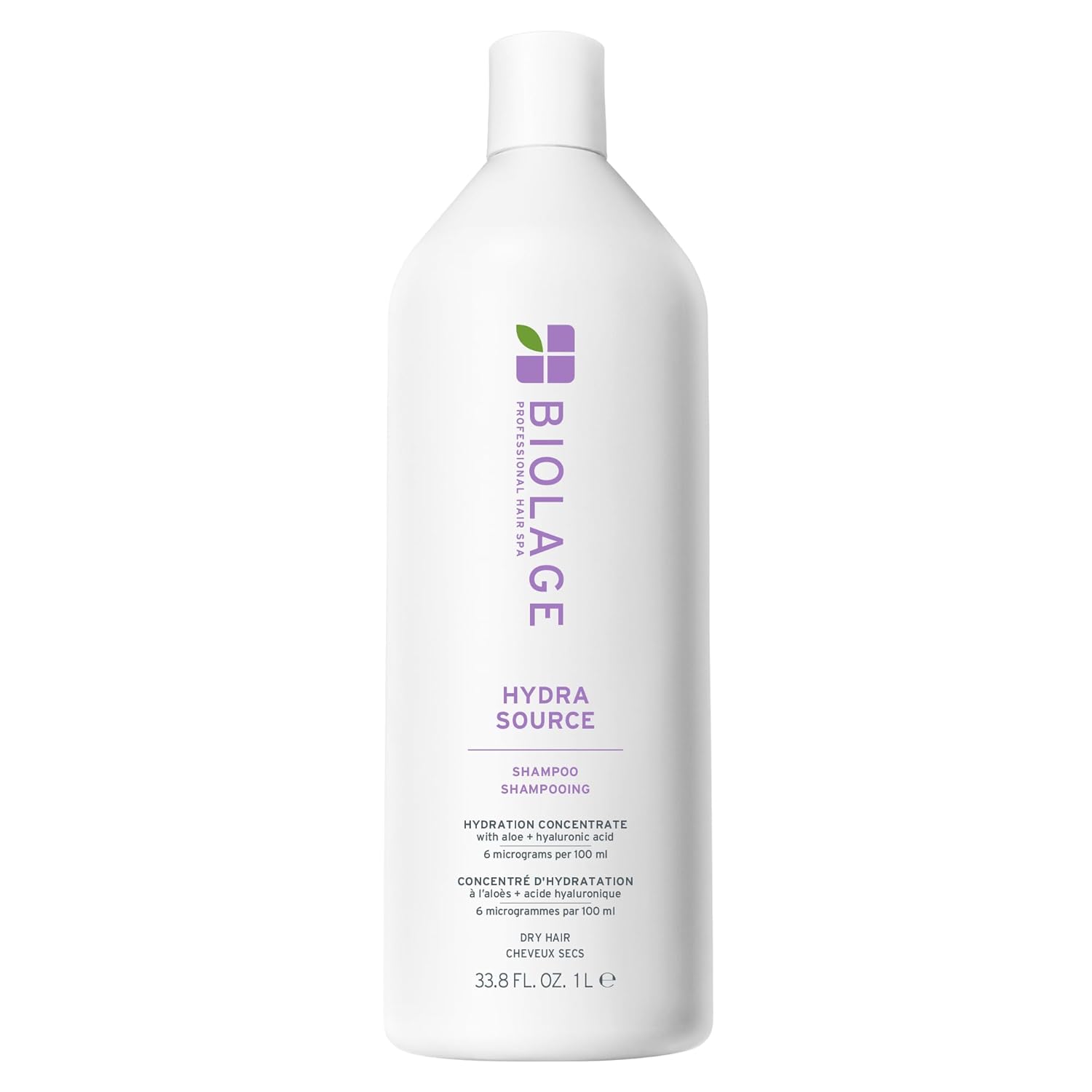 Biolage Hydra Source Shampoo - Softens & Adds Shine, For Dry Hair, Infused with Micro-Filtered Aloe Vera & Fermented Hyaluronic Acid, Vegan & Paraben-Free, Packaging May Vary