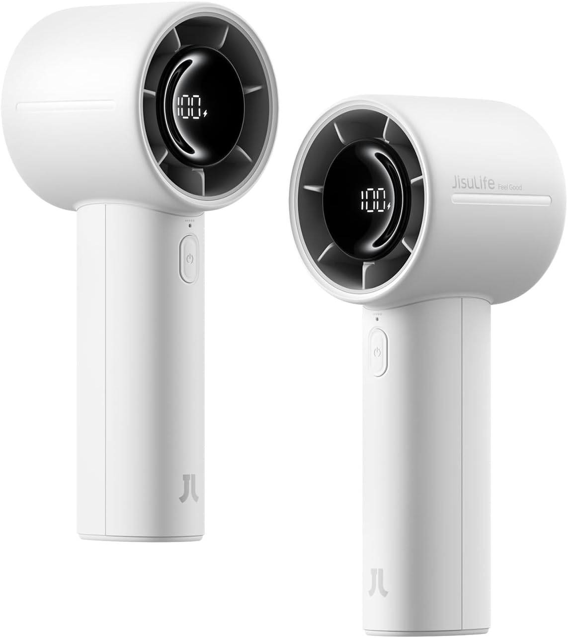 JISULIFE Portable Handheld Fan, 5000mAh Rechargeable Mini Fan,Up to 28 Hours Cooling,5 Speed Strong Wind, USB Small fan for Travel Outdoor Camping Beach Makeup (Gray)