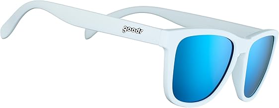 goodr Iced By Yetis Polarized Sunglasses for Men & Women, White Solid Frame with Blue Reflective Lens, UV400 Protection, No Slip