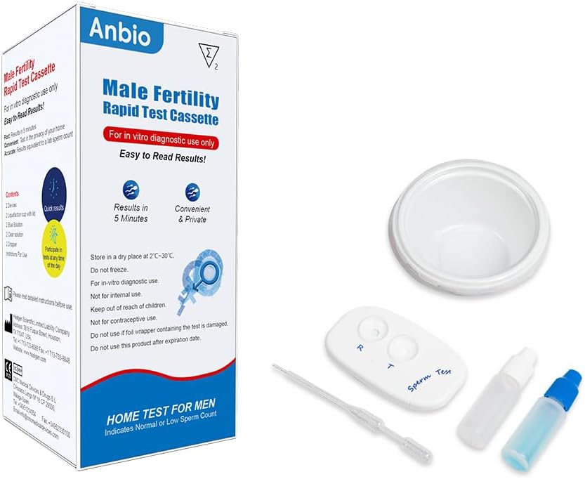 Anbio 2 x Male Fertility Sperm Test for Check Sperm Test Indicates Normal or Low Sperm Count | Convenient Accurate Private