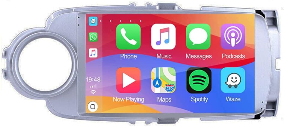 for Toyota Yaris Radio 2012-2017 Wireless/Wired Carplay Android Auto with 9 Inch IPS Touchscreen GPS Navigation for Car Stereo Head Unit Built-in DSP with Free Backup Camera (4GB RAM+64GB ROM)