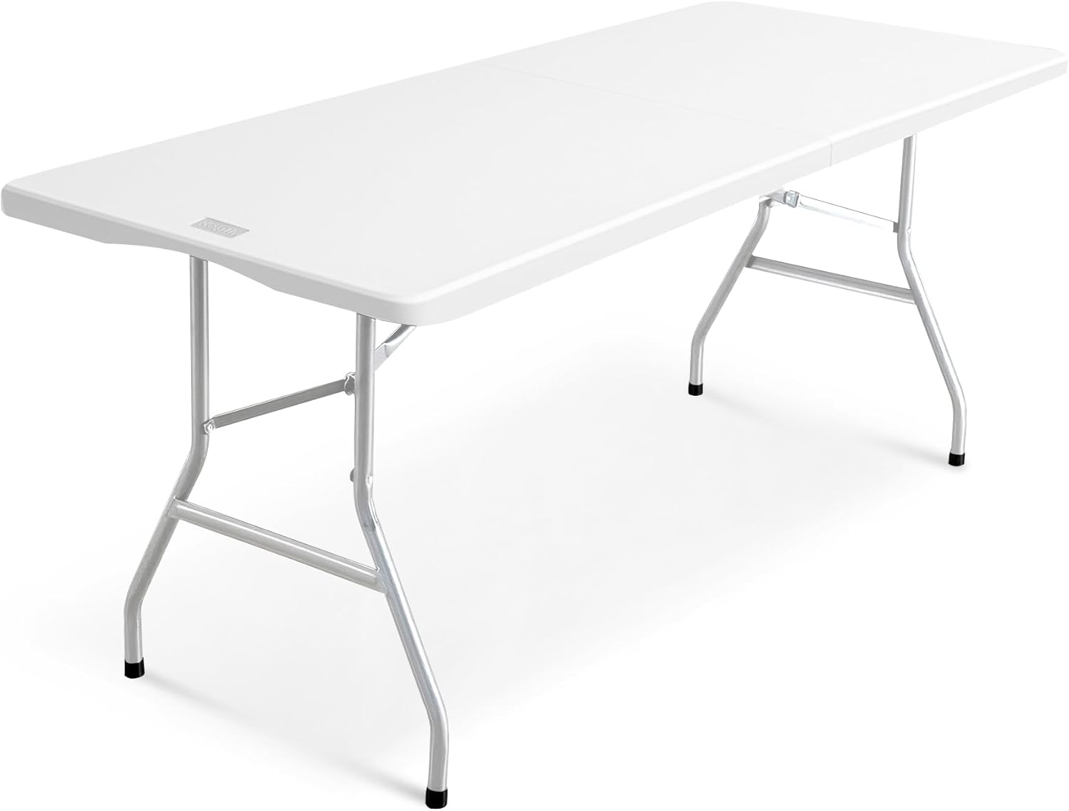 KEPLIN 6ft Folding Table with White Top, 180x70x74cm – Sturdy Metal Frame, Waterproof, Portable & Easy Assembly – Ideal for Parties, BBQs, Camping (White.)