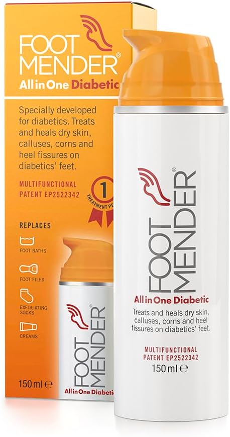 Footmender All in One Diabetic | Medically Proven, An Effictive Foot Cream | Treat and Heal Your Dry Feet, Hard Skin, Corns and Cracked Heels | Significant Effect After First Treatment | 150 ml