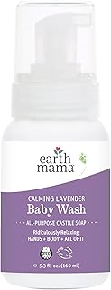 Earth Mama Calming Lavender Baby Wash Liquid Foaming Hand Soap, Organic All-Purpose Lavender Body Wash for Sensitive Skin, Castile Soap with Coconut Oil, Shea Butter, Calendula, & Aloe, 5.3 Fl Oz