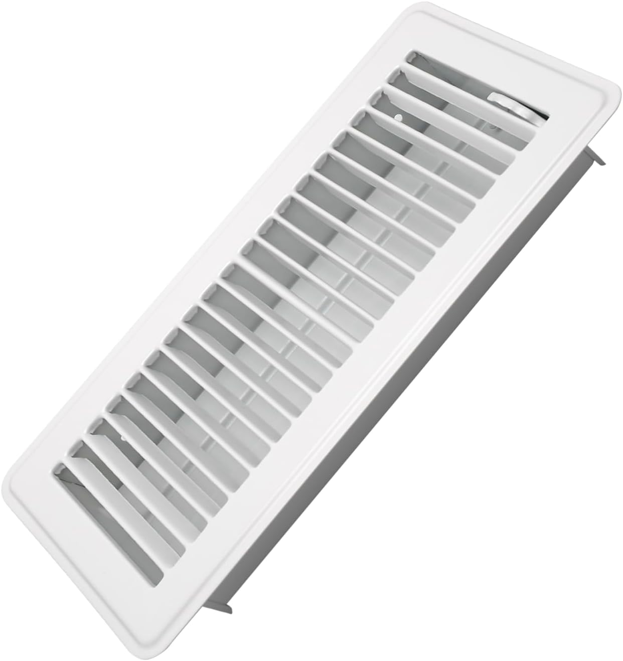 4" x 10" Floor Register - Heavy Duty Steel Walkable Floor Vents - Easy Adjust Air Supply Lever - Vent Covers for Home (White)