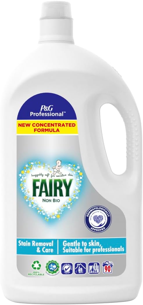 P&G Professional Fairy Non-Bio Laundry Detergent for Sensitive Skin 5 Litre (100 Washes) Dermatologically Tested