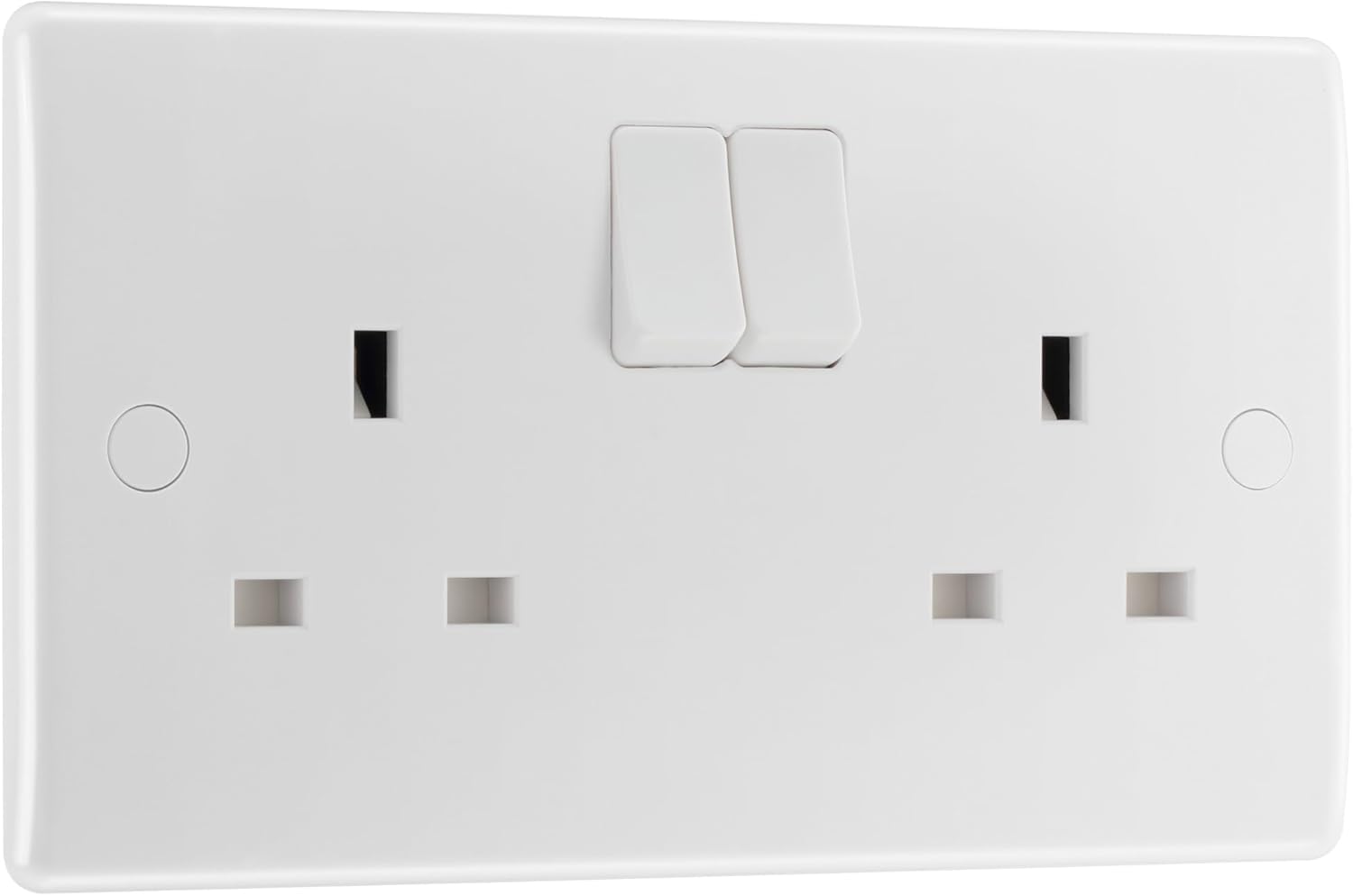 BG Electrical Double Switched Power Plug Wall Socket, Nexus 800 Series, White Moulded, Round Edge, 13A, 822