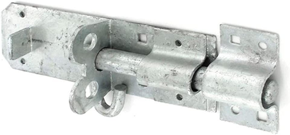 Merriway BH04255 2 A Brenton Type Heavy Duty Galvanised Rust Proof Padbolt Including Fittings, 200 mm, 8 inch, Silver
