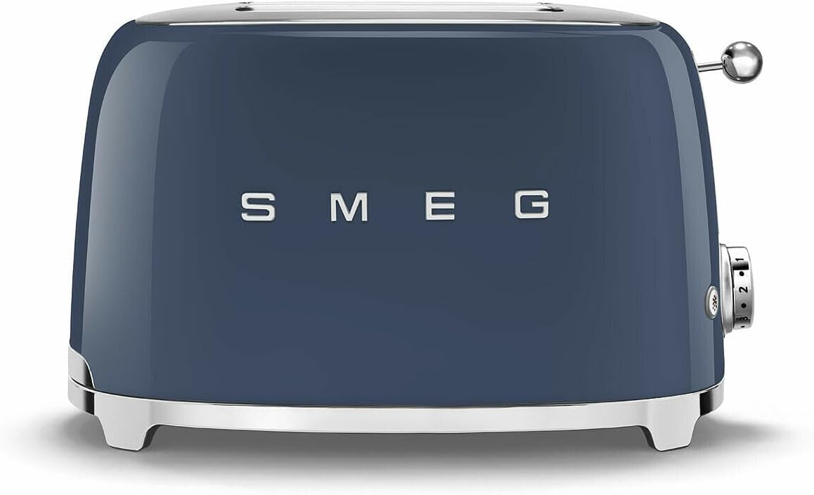 SMEG 2 Slice Toaster with 6 Presets and Defrost Function and Removable Crumb Tray (Navy)