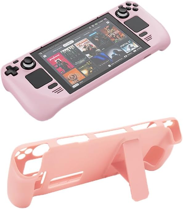 Gugxiom Full Protective Case for Steam Deck, Kickstand Case Shockproof Non-Slip Anti Collision Accessories Skin for Steam Deck (Pink)