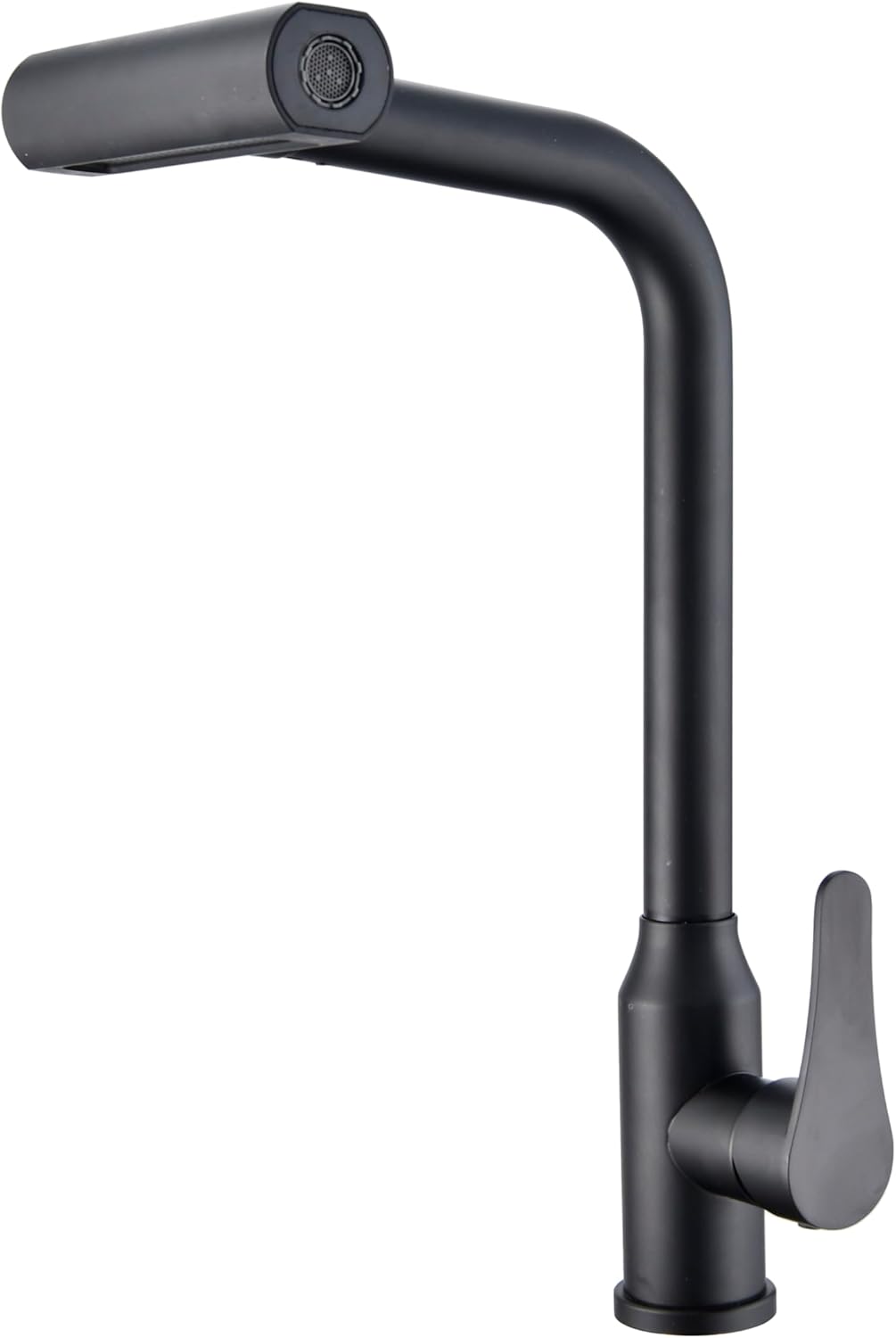 WLTEDRGO Waterfall Matte Black Kitchen Tap, 360° Swivel Kitchen Sink Taps with Pull Out Spray, Stainless Steel Mixer Tap with 4 Functions, 1 Hole Single Lever Sink Taps, High Pressure Faucet
