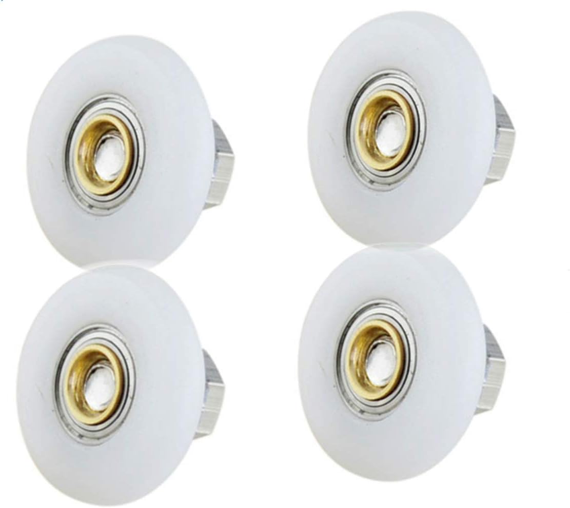 Shower Door Rollers Replacement 7/8" Bathroom Pan Glass Sliding Door Pulleys Sliding Door Rollers Replacement Shower Door Hardware Installation Kit 4PCSRoller diameter 23mm