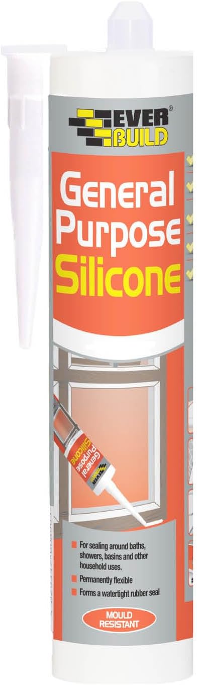 Everbuild General Purpose Silicone Sealant – Waterproof – Suitable for Interior and Exterior Use – Clear – 280ml