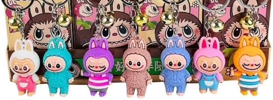 Kawaii Mystery Box Keychain, Blind Box Collectible Character, Random Style, Plastic Figure Charm with Ring