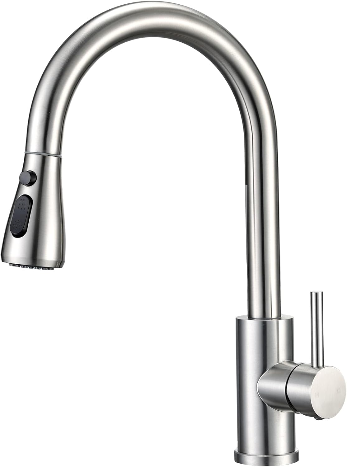 Peppermint Kitchen Tap with Pull Out Spray, Swivel Kitchen Sink Mixer Tap Brushed Nickel with Pull Down Sprayer 3 Modes, Single Lever High Arch Stainless Steel Bar Faucet 1 Hole