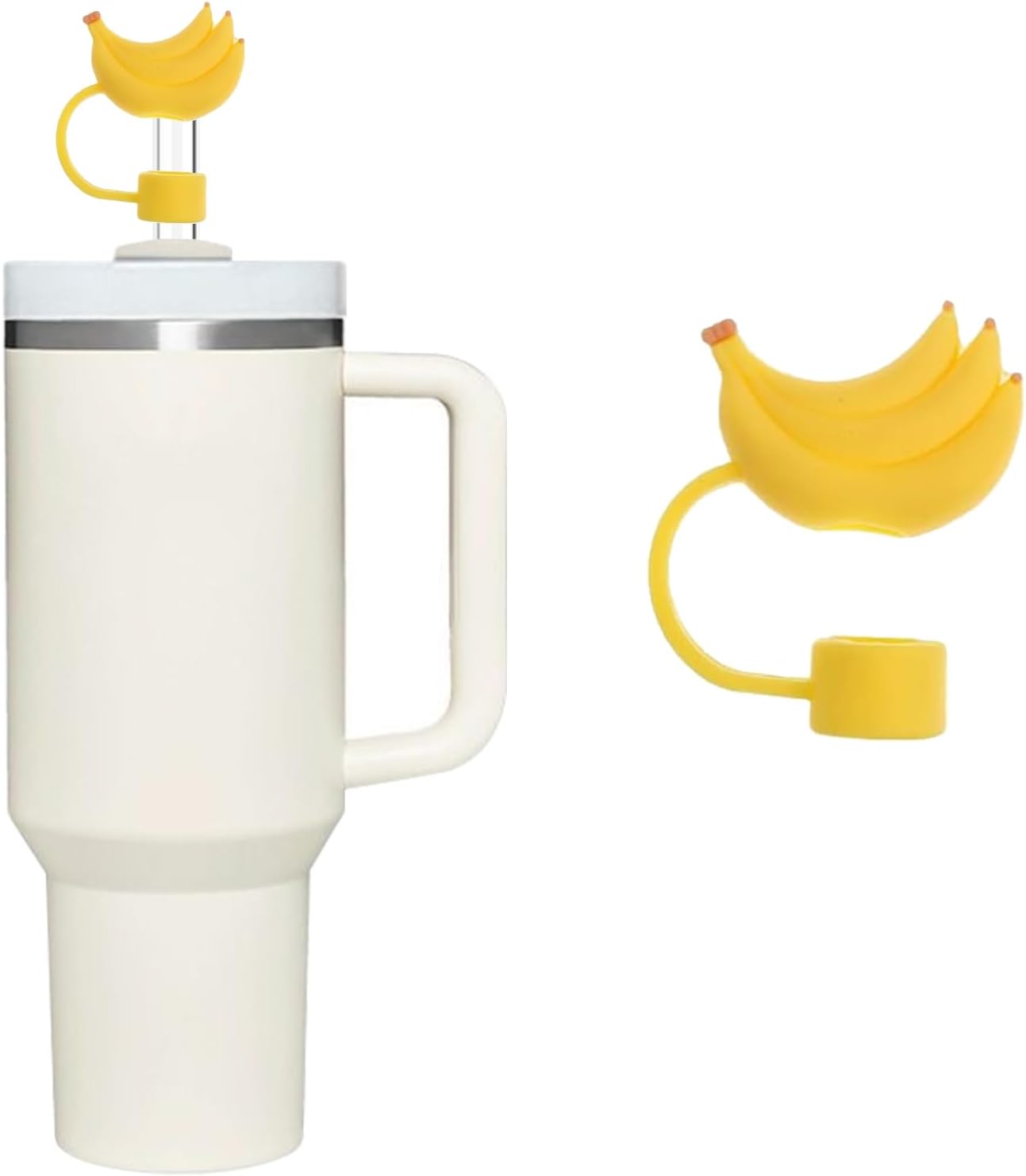 Bananas Straw Cover for Stanley 40&30 Oz Cup, 10mm Silicone Straw Covers Cap for Stanley Cup Accessories, Cute Topper for Tumblers, Cap Stopper for Reusable Tip Lids