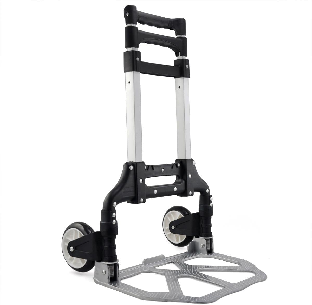 Yaheetech Aluminum Folding Hand Truck Heavy Duty Sack Trolley with Wheels Foldable Barrow Cart 75kg Load Capacity, Black
