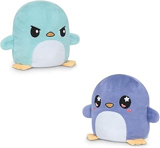 TeeTurtle, Reversible Penguin Plushmate, Starry Purple + Angry Light Blue, Show Your Mood Without Saying a Word! 3.5 inch
