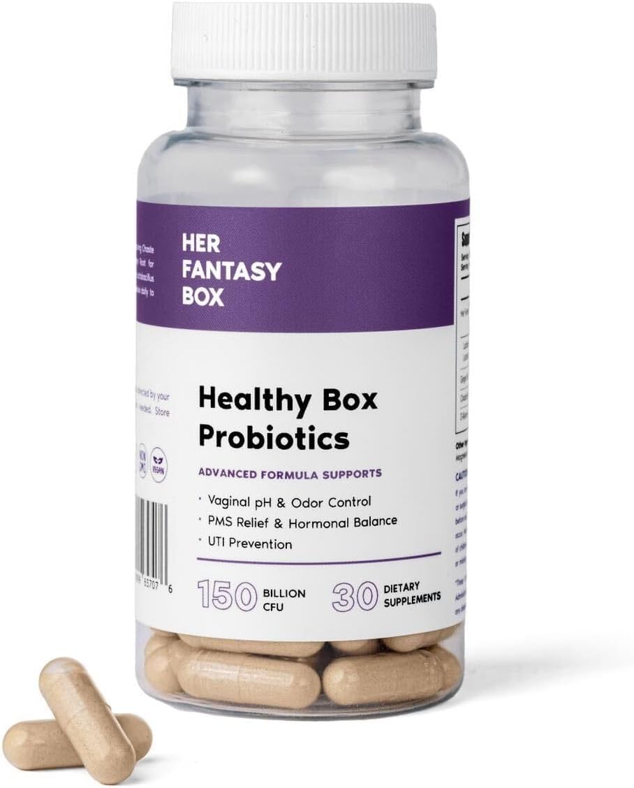 Her Fantasy Box | Vaginal Probiotics for Women – Prebiotics + Advanced Lactobacillus Blend – Hormonal Balance, PMS Relief & UTI Prevention – Feminine Health Support with Cranberry & D-Mannose