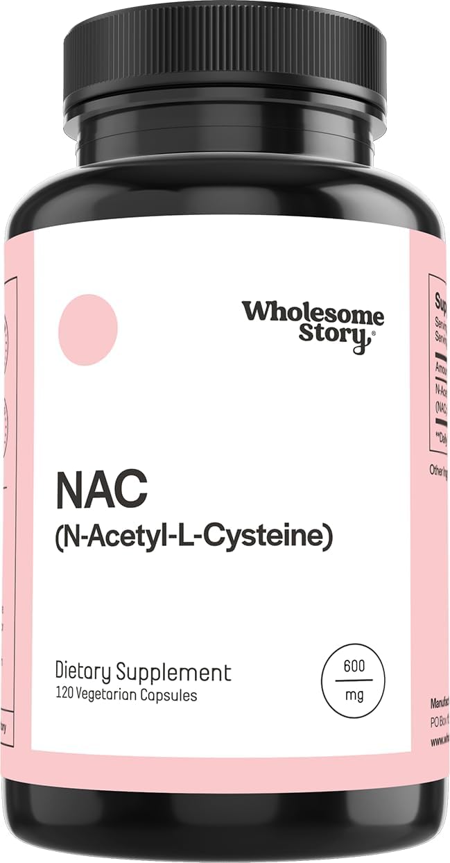 Wholesome Story NAC Supplement N Acetyl Cysteine 600 mg | Liver, Lung & Fertility Support | 120 Capsules | 120 Serving Supply