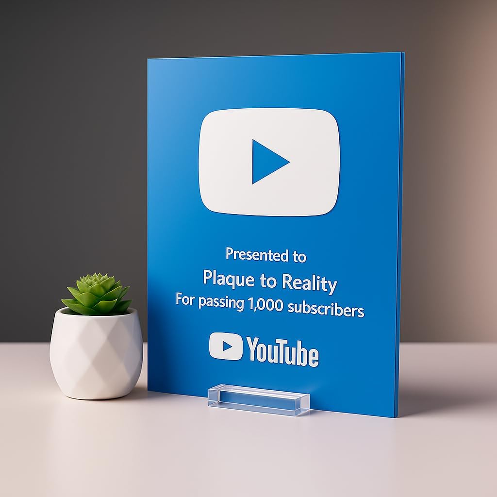 YouTube Subscriber Play Button Award - A5 (Blue)