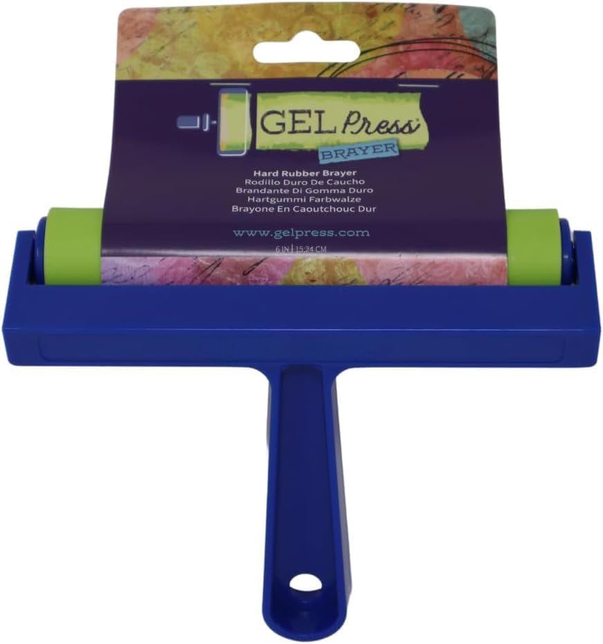 Gel Press Rubber Brayer - for Printmaking, Scrapbooking, Paper Crafts, Home Decor & More - 6 Inches, Blue & Green