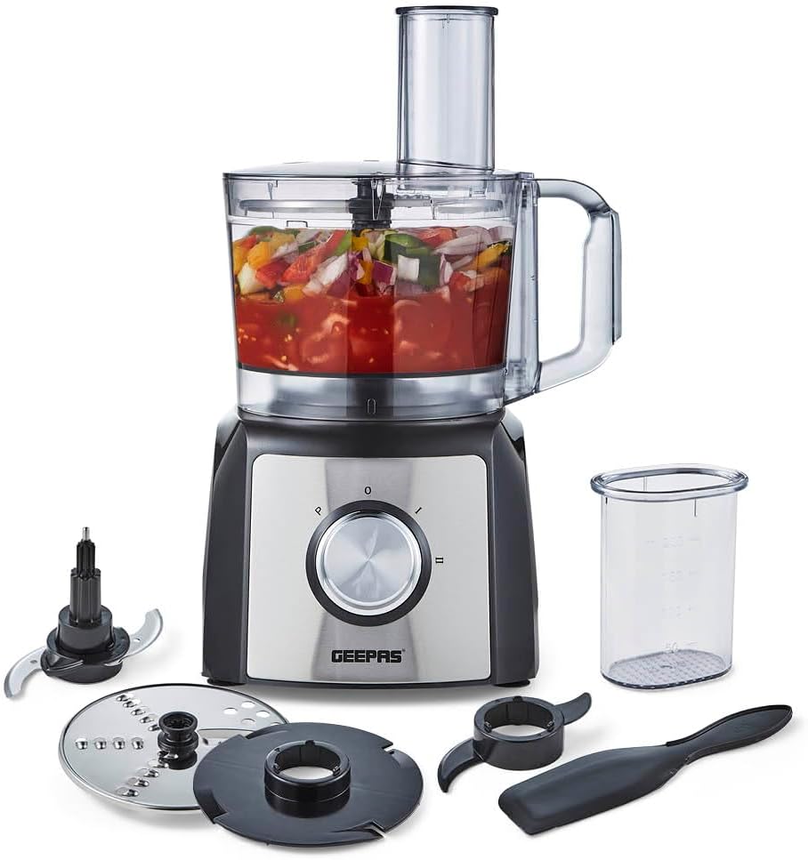 GEEPAS 1200W Compact Food Processor 1.5L Mixing Bowl 2 Speed Pulse Silver