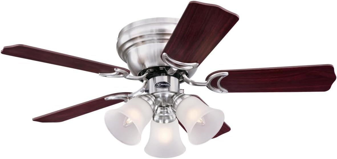 Westinghouse Lighting 72073 Contempra Trio 90 cm Brushed Nickel Indoor Ceiling Fan, Light Kit with Frosted Glass