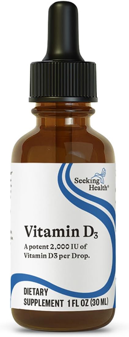 Seeking Health Vitamin D Drops, 2000 IU Liquid Vitamin D3 (as cholecalciferol) per Drop in Pure Olive Oil, Potent Immune System Supplement, for Adults and Kids, Vegetarian (900 Servings)