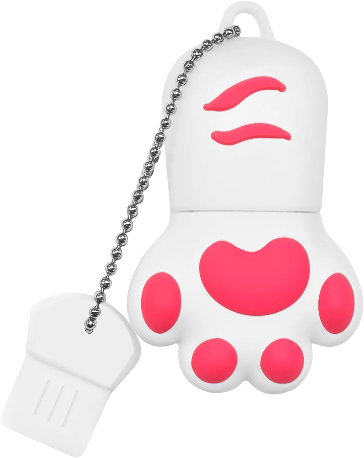 128GB Flash Drive,Cat Paw Memory Stick with Silicone Rubber Pendrive,High Speed USB Storage Flash Drive Cartoon Novelty Lovely Jump Drive for PC,Laptop (White)