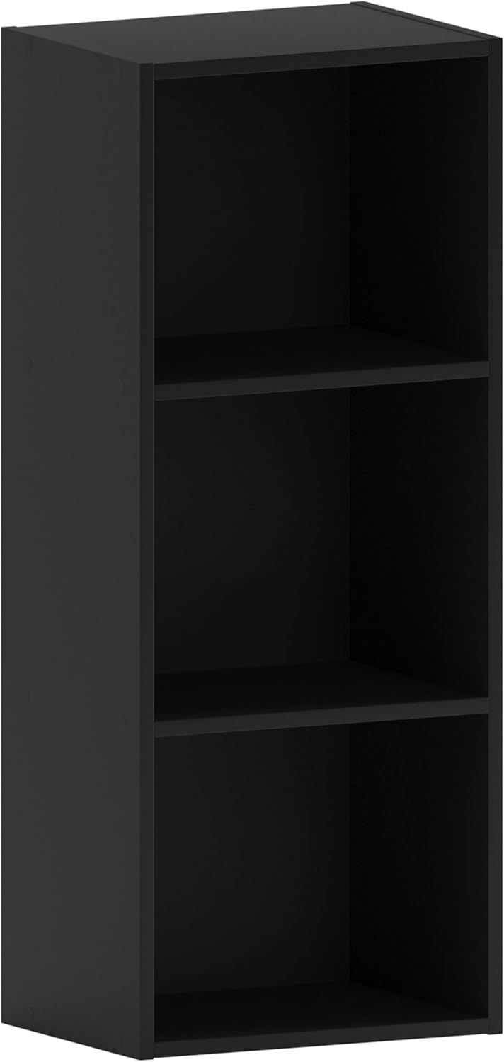 Vida Designs Oxford 3 Tier Cube Bookcase, Black Wooden Shelving Display Storage Unit Office Living Room Furniture