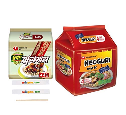 Parasite Noodle - Jjapaguri / Chapaguri (Jjapaghetti and Neoguri Combined - Oscar Parasite Ram Don Jjapaguri) + COKOYAM Chopsticks (4+4 (8 Packs))