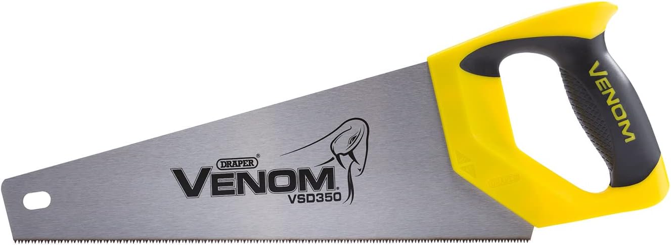 Draper Venom Handsaw (350mm) | Second Fix Double Ground Hand Tool | High Carbon Steel Blade | TPR Soft Grip Handle | 80874