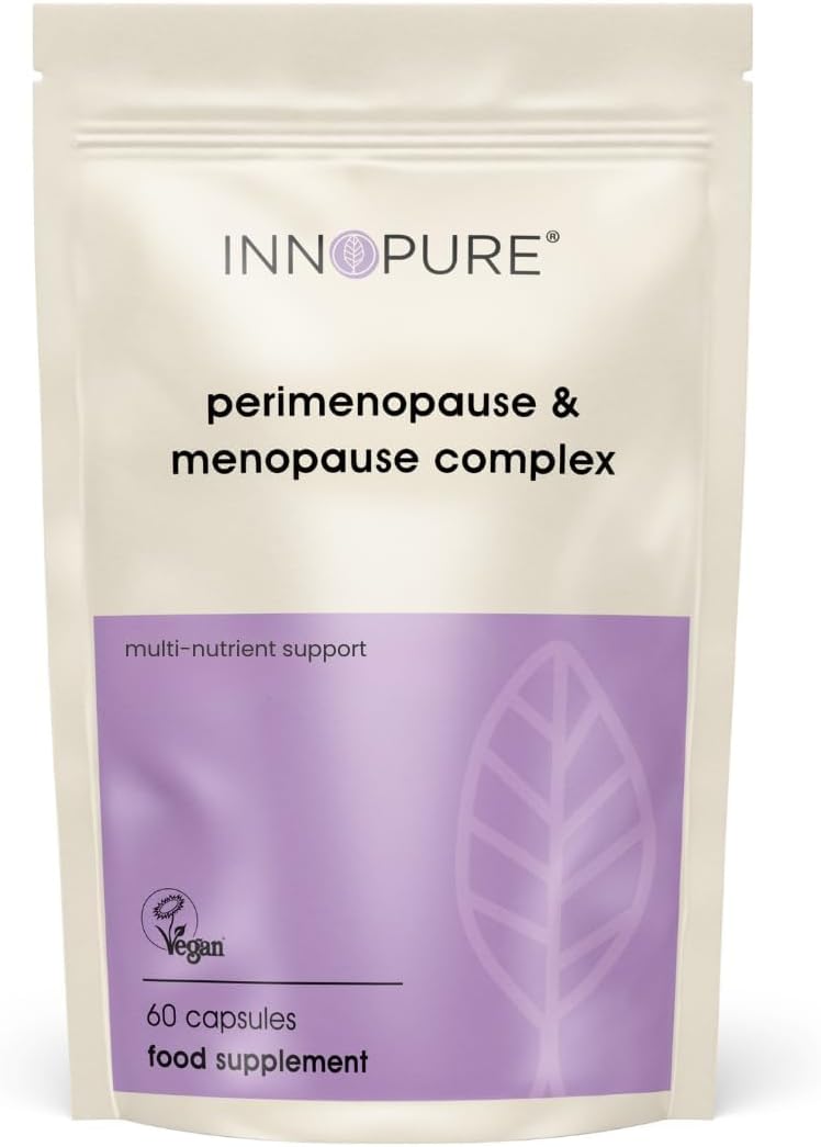 INNOPURE Perimenopause & Menopause Complex Supplements (2 Month Supply) Red Clover, Wild Yam, Maca, Sage and Vitamins Including B6 for Hormone Regulation, 60 Capsules, UK Made
