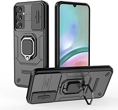 Compatible with Samsung Galaxy A15 5G Bracket Shell,with Slide Camera Lens Cover Compatible with Samsung SM-A155F/DSN Galaxy A15 / SM-A155M/N SM-A156E/DSN SM-A156U1/DS Case Black