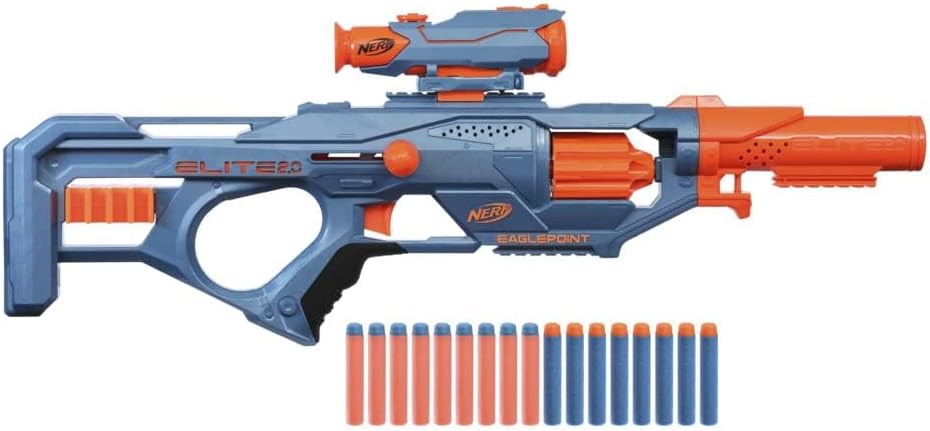 Hasbro Nerf Elite 2.0 Eaglepoint RD-8 Water Blaster, Super Soakers for Kids, 16-Dart Capacity, Travel Outdoor Summer Toys, Fun for Ages 8+