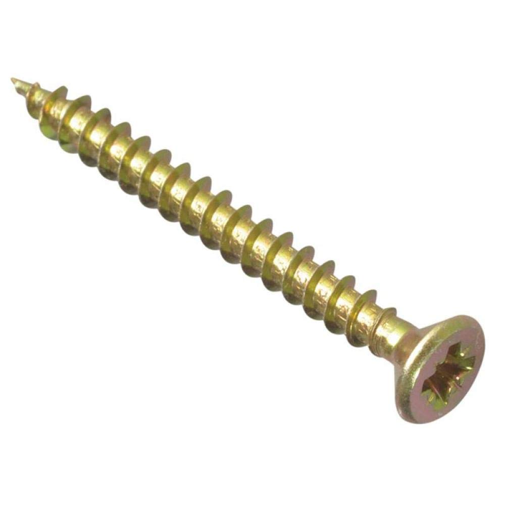 ForgeFix Multi-Purpose Single Thread Screws | 4.0 x 40mm | Zinc | Box 200 | Zinc Yellow Passivated Single-Thread Screws Countersunk Pozidrive Wood Fasteners for Timber Board MDF Plastic