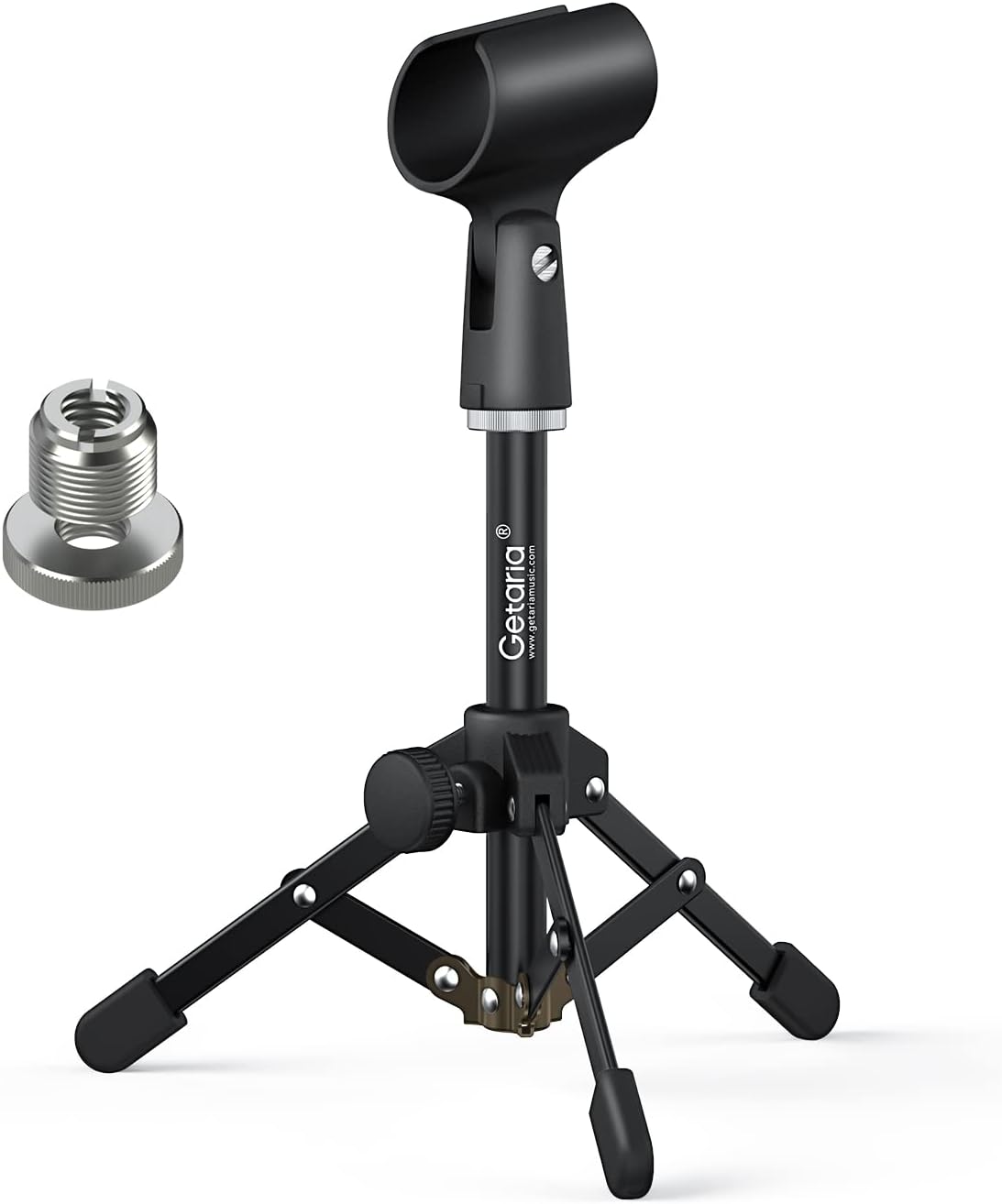 Getaria Adjustable Desktop Microphone Stand Folding Table Tripod with Microphone Clip A Microphone Clip Mic Stand Compatiable for Snow Ball Shure SM7B and Other Microphones