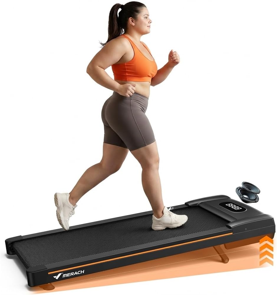 MERACH Walking Pad Treadmill with 10% Auto Incline, 350LBS Capacity Under Desk Walking Pad, 3.0 HP Strong Office Treadmill Walking Pad with BT Speaker & Remote Control & APP W50 Lite