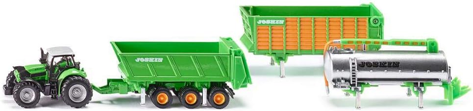 Siku 1848, DEUTZ-FAHR Tractor with Joskin Trailer Set, 1:87, Metal/Plastic, Green, 5 Pieces