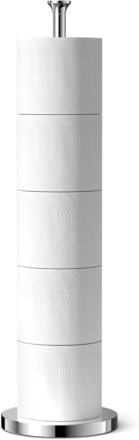 Free-Standing Toilet Roll Holder, Toilet Paper Storage Holder for Spare Rolls Storage, Stainless Steel, Modern Design