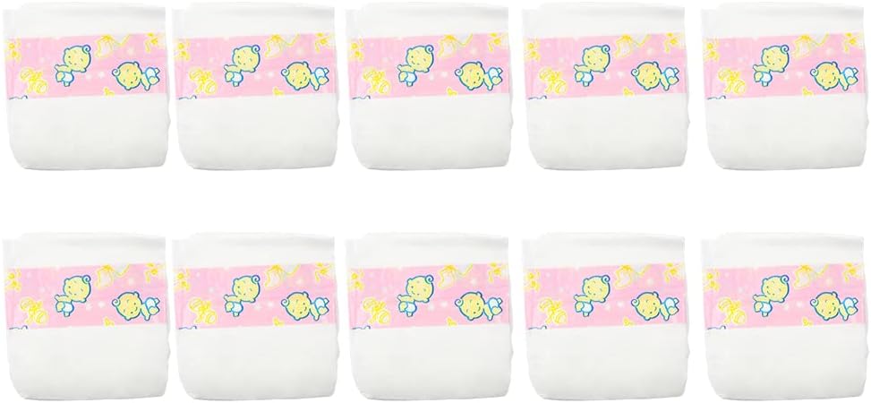 CHAREX Baby Doll Diapers Pack - 10 Pieces Newborn Dolls Diapers Refill, Doll Accessories for 18-24 Inch Reborn Dolls
