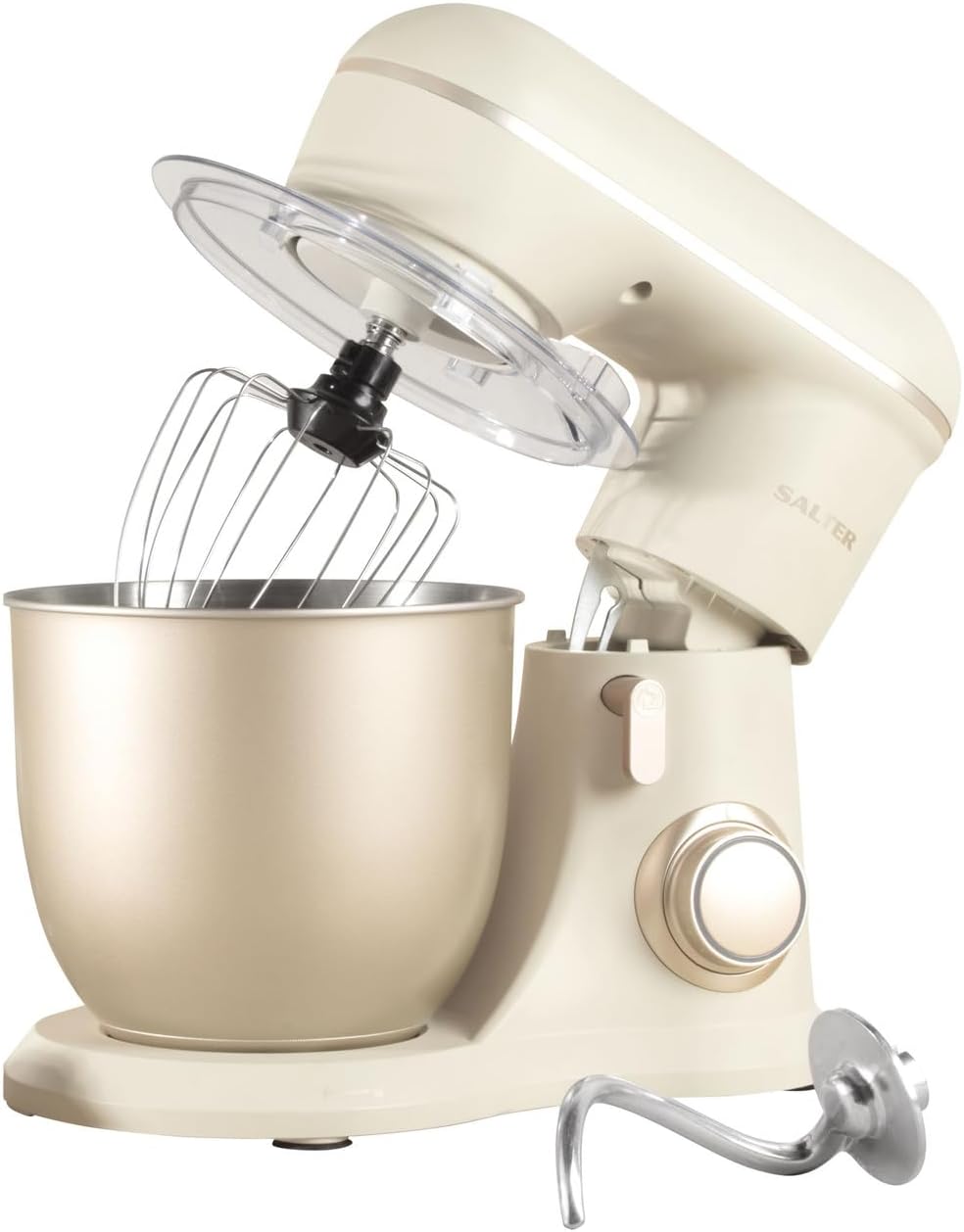 Salter Bakes Stand Mixer – Electric Baking Whisk, 10 Speeds with Pulse Setting, 4 Litre Mixing Bowl, Planetary Mixing Action, Splash Guard, Whisk, Dough Hook, and Beater Attachments, 1300W