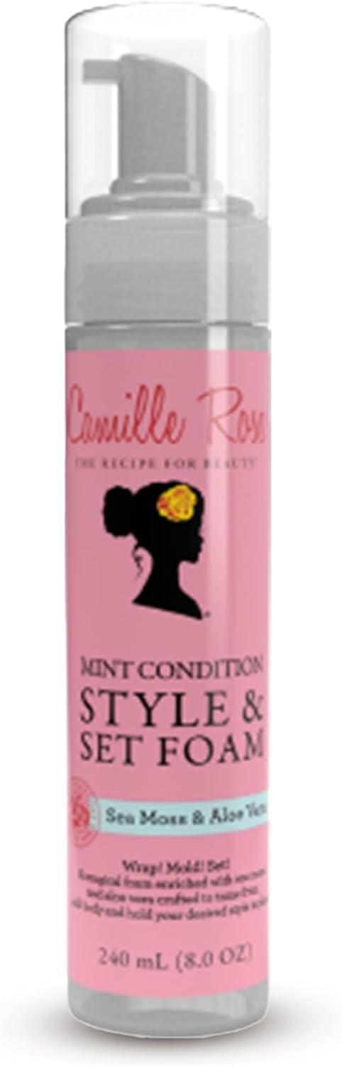 Camille Rose Mint Condition Style & Set Foam, Sea Moss & Aloe Vera, Styling Foam for All Hair Types, 8 Oz