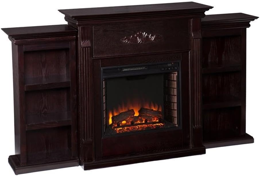 SEI Furniture Tennyson Bookcases Electric Fireplace, Espresso