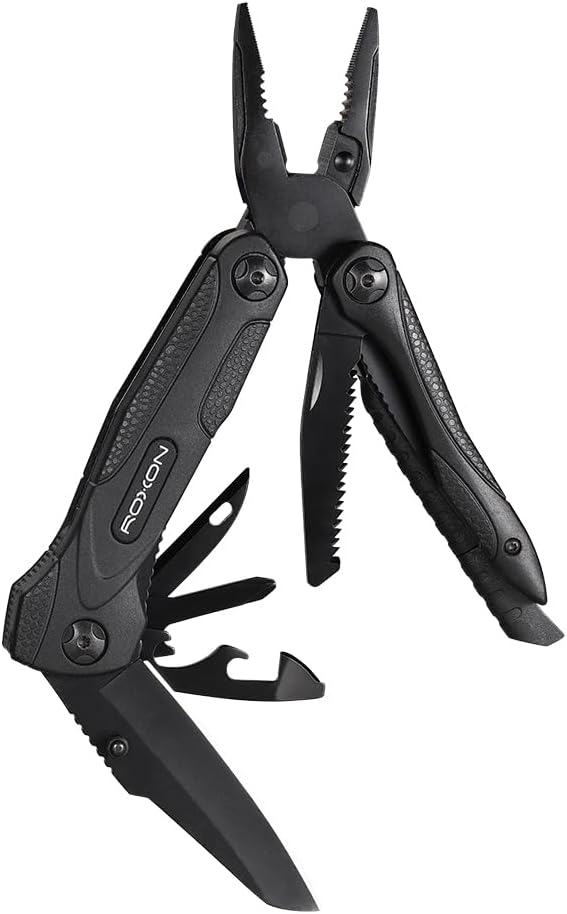 ROXON CM1349 Spark Multitool Plier, 14-in-1 Multitools Folding Plier, Multipurpose Outdoor Survival Portable Multi Tool Set