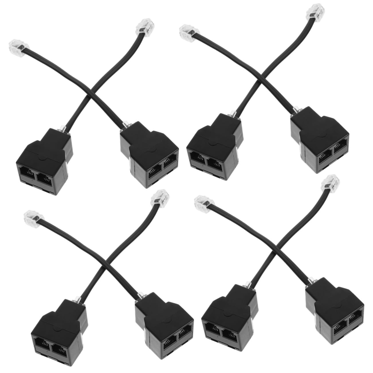 Homoyoyo 8pcs Double Phone Fitting Adapter Splitter for Landline Dual Plug Adapter Telephone Cable Converter