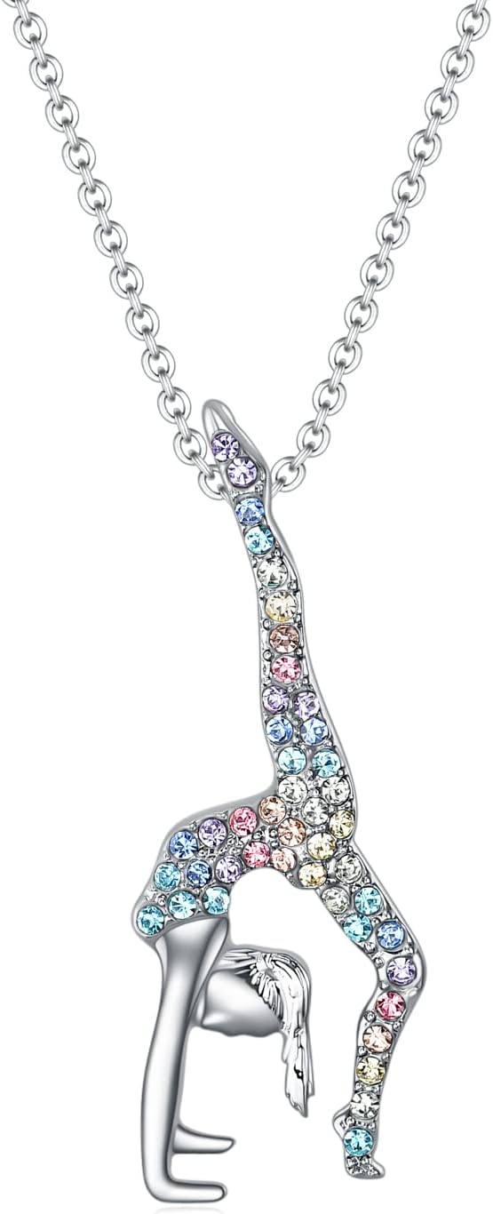 SUMFAN Gymnastics Gifts for Girls,Gymnastics Necklace Jewelry Sport Ballerina for Girls Birthday Christmas Gifts