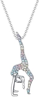 SUMFAN Gymnastics Gifts for Girls,Gymnastics Necklace Jewelry Sport Ballerina for Girls Birthday Christmas Gifts