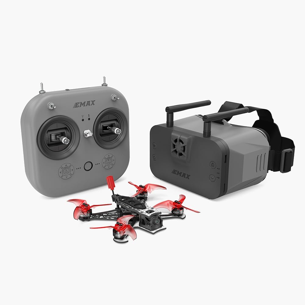 EMAX Tinyhawk 3 Plus Freestyle Drone RTF Kit Ready To Fly FPV HD Zero Drone Mini Racing Quadcopter Durable Carbon Fiber Frame with Controller and Goggles for Kids Adults Beginners